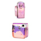 Richwell Translucent PVC Camera Bag for Fujifilm Instax Mini 8 8+ 9 Cover Case with Shoulder Strap Gradient Pink Shell