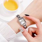 SKMEI 1407 Business Fashion Watch with Diamonds Delicate and Elegant Square Zinc Alloy Quartz Watch for Women, Rose Gold, Silvery