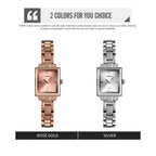 SKMEI 1407 Business Fashion Watch with Diamonds Delicate and Elegant Square Zinc Alloy Quartz Watch for Women, Rose Gold, Silvery