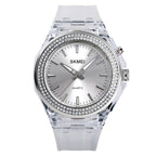 SkMEI 1553 Women LED Color Light Transparent Waterproof Watch Inlaid With Water Drill