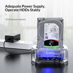ORICO 6239C3 2.5/3.5inch 2 Bay Transparent Type-C Hard Drive Dock