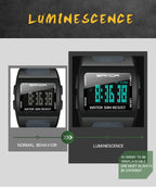 SANDA 222 Men Sports Outdoor Mountaineering Digital Electronic Watch Square Multi functional Waterproof Watch