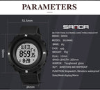 SANDA 361 Fashionable Night Light Sports Children Electronic Watch Multi Functional Personality Night Light Men Waterproof Watch