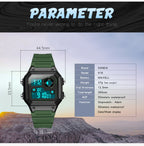 SANDA418 Square Wristwatch Swimming Waterproof Alarm Night light Male Student Watch Simple Fashion Sports Watch