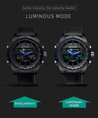 SANDA 774 Men Belt Watch Dual Display Multi Function Sports Electronic Watch Fashion Trend Leisure Waterproof Luminous Watch