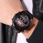 SANDA 774 Men Belt Watch Dual Display Multi Function Sports Electronic Watch Fashion Trend Leisure Waterproof Luminous Watch