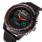 SANDA 774 Men Belt Watch Dual Display Multi Function Sports Electronic Watch Fashion Trend Leisure Waterproof Luminous Watch