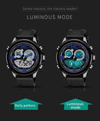 SANDA 793 large Dial Tide Watch Student Fashion Trend Multi Function Double Glow Waterproof Electronic Watch