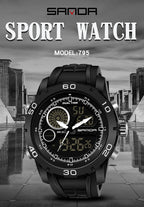 SANDA New Waterproof Luminous Plastic Multi Functional Watch Men Outdoor Sports LED Electronic Watch