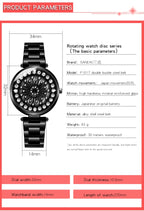 SANDA 1017 Lady Watch All Over The Sky Star 360 Degree Rotating Watch Diamond Steel Band Women Watch