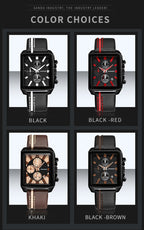 SANDA 5003 Three Eye Watch Six Pin Multi Purpose Sport Men Watch Leather Watch Student Waterproof Quartz Watch, Black, Red, Khaki, Brown