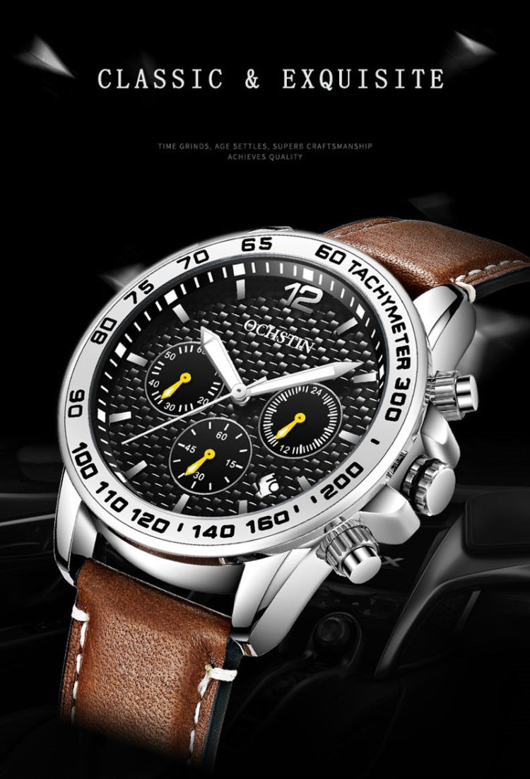 OCHSTIN 6117 Fashion Watch Leisure Leather Outdoor Sports Waterproof Watch