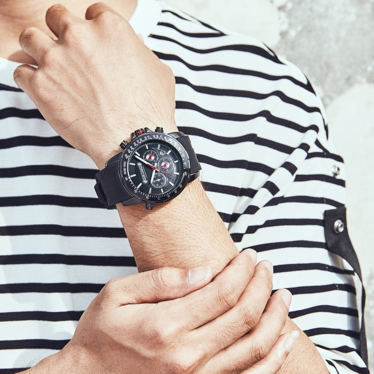 OCHSTIN 6125A Multi Function Chronograph Men  Sports Silicone Quartz Waterproof Men  Watch