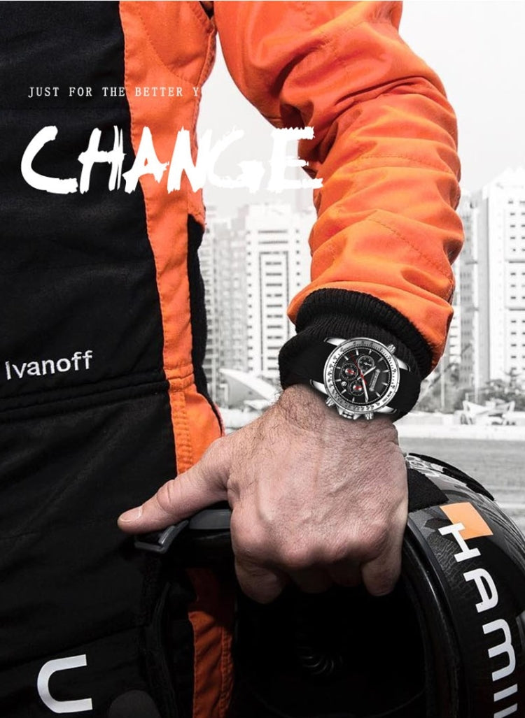 OCHSTIN 6125A Multi Function Chronograph Men  Sports Silicone Quartz Waterproof Men  Watch