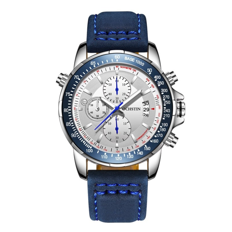 OCHSTIN 6125B Watch Quartz Watch Night Light Waterproof Watch Timing Multi Function Leather Fashion Men Watch