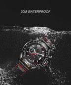 OCHSTIN 6125B Watch Quartz Watch Night Light Waterproof Watch Timing Multi Function Leather Fashion Men Watch
