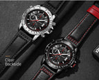 OCHSTIN 6125B Watch Quartz Watch Night Light Waterproof Watch Timing Multi Function Leather Fashion Men Watch