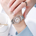 SKMEI 1534 elegant waterproof quartz steel band watch with diamond inlay