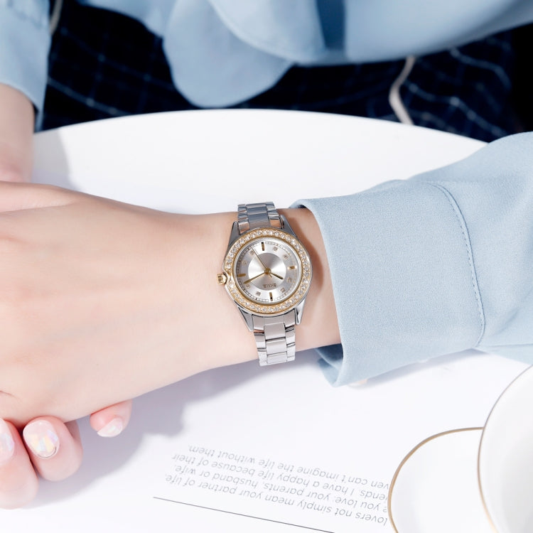 SKMEI 1534 elegant waterproof quartz steel band watch with diamond inlay