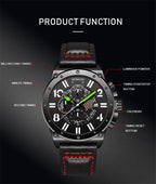 Ochstin 6122 Multi Function Quartz Watch Sports Luminous Waterproof Watch Calendar Leather Men Watch