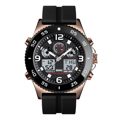 SKMEI 1538 Multi-Function Time Large Dial Steel Belt Men  Casual Sports Electronic Watch