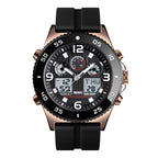SKMEI 1538 Multi-Function Time Large Dial Steel Belt Men  Casual Sports Electronic Watch