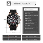 SKMEI 1538 Multi-Function Time Large Dial Steel Belt Men  Casual Sports Electronic Watch