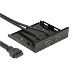 5.25 inch 2 Ports USB3.0 Floppy Bay Front Panel  HUB Spilitter with Power Adapter, 2 Ports USB