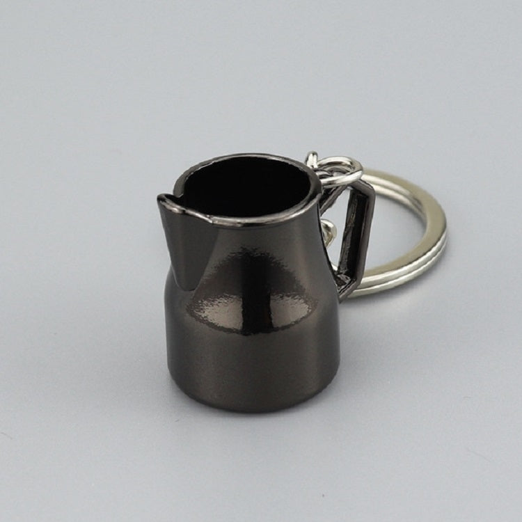 Creative Coffee Appliance Keychain Metal 3D Mini Coffee Pot Pendant, Powder Hammer Nickel, Powder Hammer Black, Coffee Pot Black, Coffee Colander Nickel