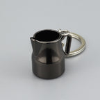 Creative Coffee Appliance Keychain Metal 3D Mini Coffee Pot Pendant, Powder Hammer Nickel, Powder Hammer Black, Coffee Pot Black, Coffee Colander Nickel
