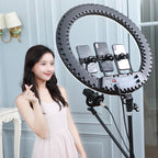 HQ-21N 21 inch 52.5cm LED Ring Vlogging Photography Video Lights Kits with Remote Control & Phone Clamp & 2.1m Tripod Mount, EU Plug, 21 inch