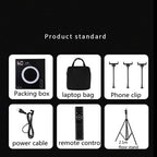 HQ-21N 21 inch 52.5cm LED Ring Vlogging Photography Video Lights Kits with Remote Control & Phone Clamp & 2.1m Tripod Mount, EU Plug, 21 inch