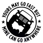 YOURS MAY GO FAST MINE CAN GO ANYWHERE Vinyl Decal Car Stickers, Size: 15x15cm, YOURS MAY GO FAST MINE CAN GO ANYWHERE