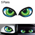 5 Pairs D 601 3D Stereo Reflective Cat Eyes Car Sticker Car Auto Side Fender Eye Stickers Adhesive Creative Rearview Mirror Decal, 12x7.5cm, Cat Eyes 12x7.5cm