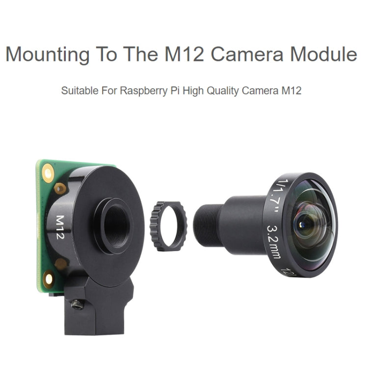 Waveshare WS1603212 For Raspberry Pi M12 High Resolution Lens, 12MP, 160° FOV, 3.2mm Focal Length, 23967, 23967
