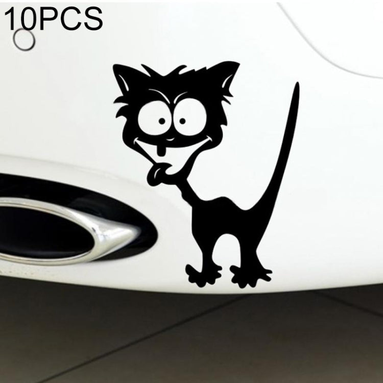 10 PCS Cat Pattern Car Styling Sticker Reflective Waterproof Vinyl Funny Car Sticker, Size: 13×11cm, Cat  13×11cm