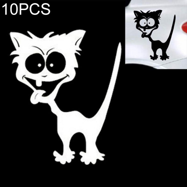 10 PCS Cat Pattern Car Styling Sticker Reflective Waterproof Vinyl Funny Car Sticker, Size: 13×11cm, Cat  13×11cm