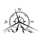 5 PCS NSWE Fashion Mountains Compass Rose Decal Nautical Compass Navigate Car Sticker, Size: 13.7x9.4cm, 5 PCS Black, 5 PCS  Silver