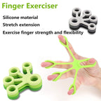 Finger Trainer Silicone Finger Tensioner Five Finger Tension Ring, 3 PCS Finger Trainer (Light Green (6.6LB)), 3 PCS Finger Trainer (Medium Green (8.8LB)), 3 PCS Finger Trainer (Dark Green (11LB))