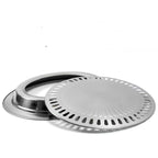 Portable Round Multifunctional Stainless Steel Outdoor Barbecue Tray, 30 × 30 × 2.8 cm