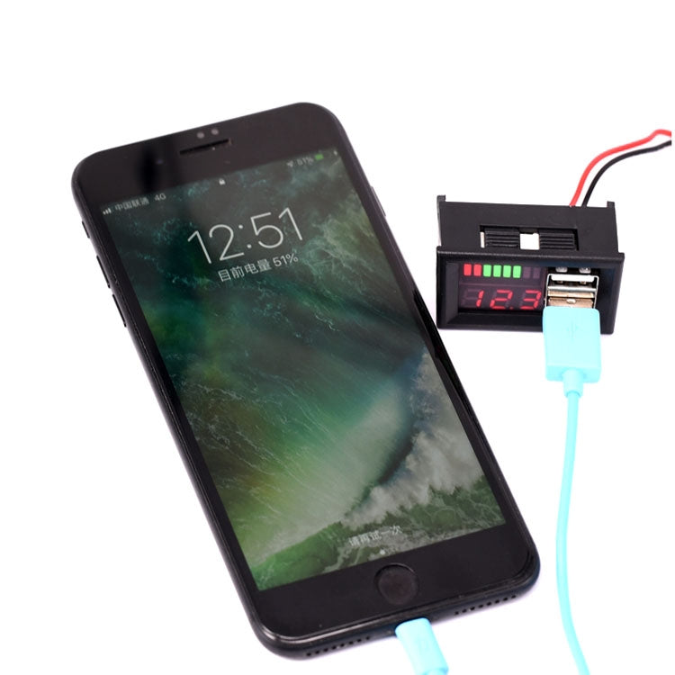 DL-USB-02 Car 12V Battery Voltage Power Display Meter Head Integrated Dual USB Output 5V2A Voltage Conversion, DL-USB-02 12V