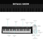 49-Key Portable Hand-Rolled Piano With Horn Children Beginners To Practice Electronic Piano, 49-Key Hand-Rolled Piano