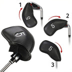12 in 1 PU Leather Golf Club Cap Set, Black Litchi Texture