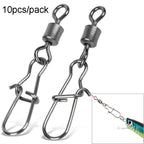 10pcs /Pack Stainless Steel Fishing Connector Bearing Rolling Swivel Connector Fishing Gear Accessories, 12(17mm), 10(20mm), 8(22mm), 7(25mm), 6(26mm), 5(29mm), 4(30mm), 3(34mm), 2(36mm), 1(40mm)