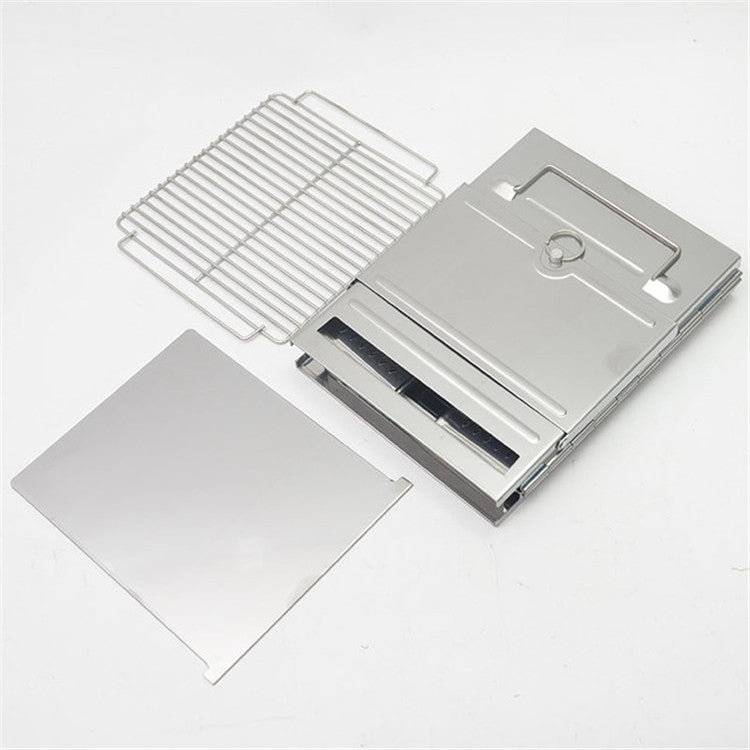 Portable Stainless Steel Folding Barbecue Stove Charcoal Barbecue Grill Outdoor Camping Wood Stove, 21x21x27cm