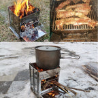 Portable Stainless Steel Folding Barbecue Stove Charcoal Barbecue Grill Outdoor Camping Wood Stove, 21x21x27cm