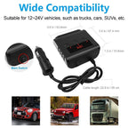 TR12 100W Car Cigarette Lighter One Drag Three With Switch Voltage Display 4USB Car Cigarette Lighteri, TR12 (Black), TR12