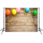 2.1m x 1.5m Wooden Board Balloon Children Birthday Party Cartoon Photography Background clothC