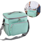 Portable Ice Pack Oxford Cloth Portable Slung Lunch Box Insulated Lunch Bag, Blue, Black, Black Bag Blue Zipper, Black Bag Red Zipper