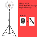 Dimmable Color Temperature LED Ring Fill Light Live Broadcast Set, 14 inch+Phone Clip With 2.1m Tripod Mount, CN Plug, 14 inch+3 Phone Clips With 2.1m Tripod Mount, CN Plug, 14 inch+4 Phone Clips+Microphone Pole With 2.1m Tripod Mount, CN Plug         ...